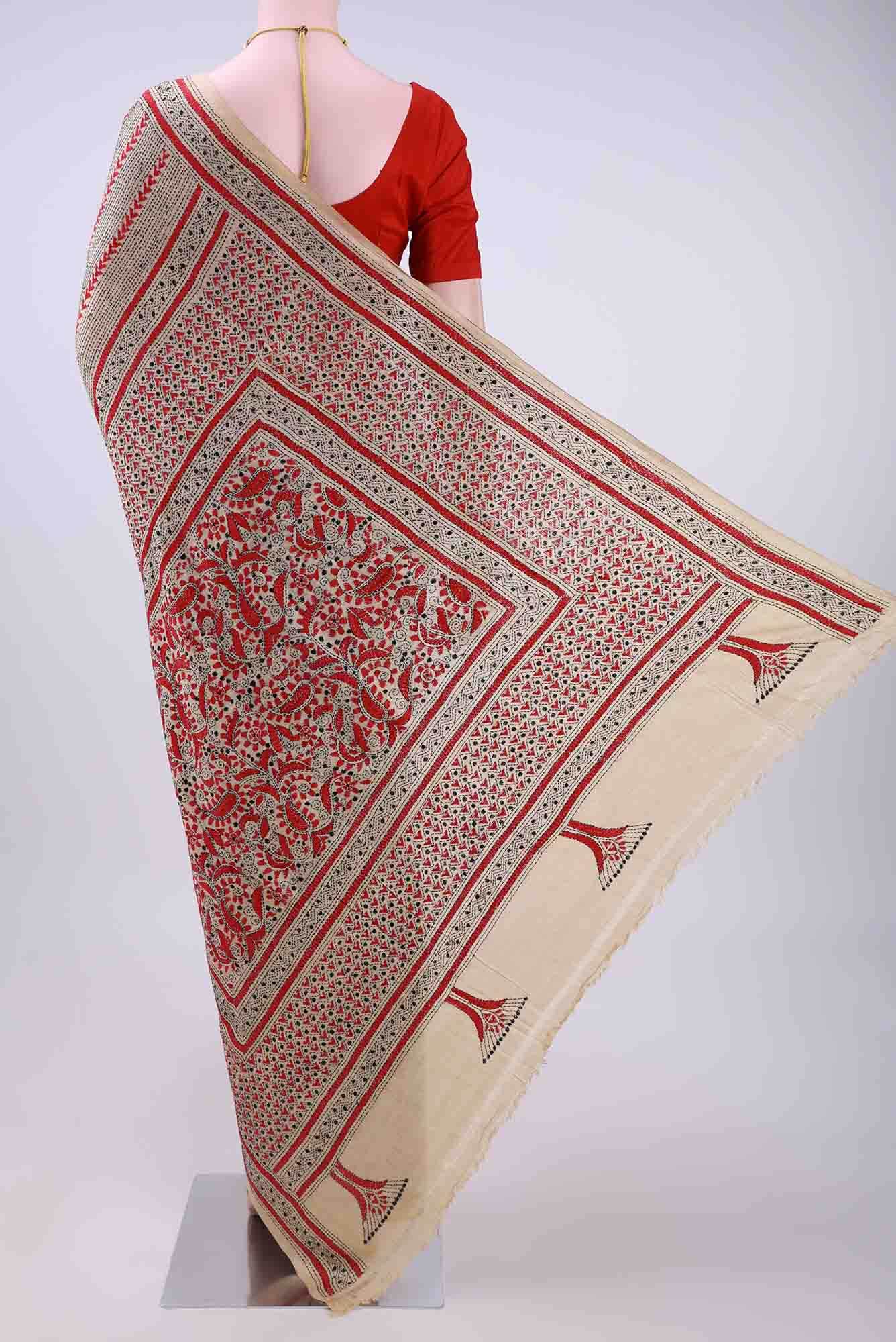 Beige Tussar Saree