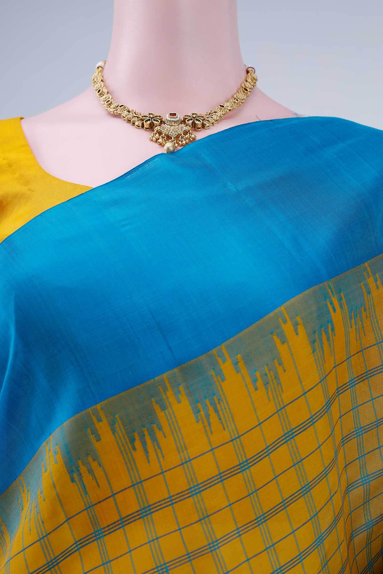 Yellow Gadwal Silk Saree