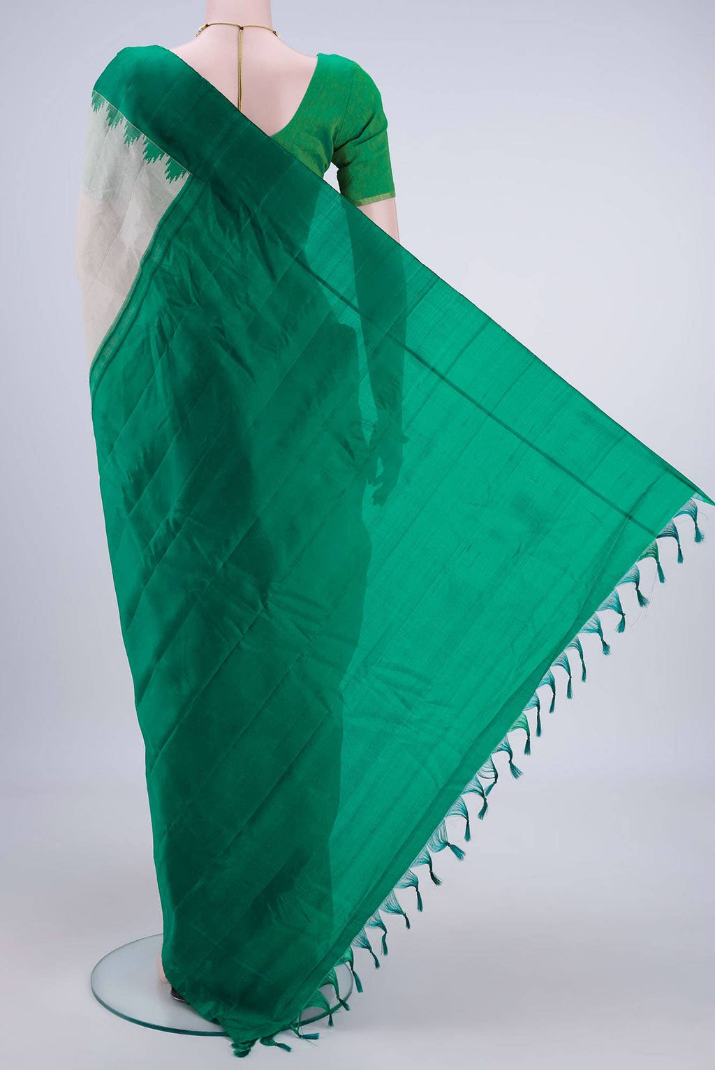 Off White Gadwal Silk Saree