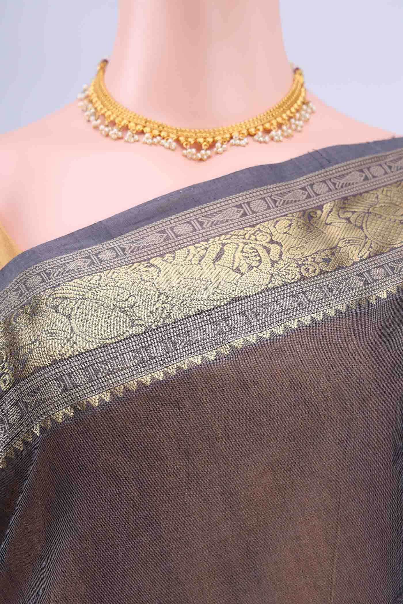 Davys Grey Kanchi Cotton Saree