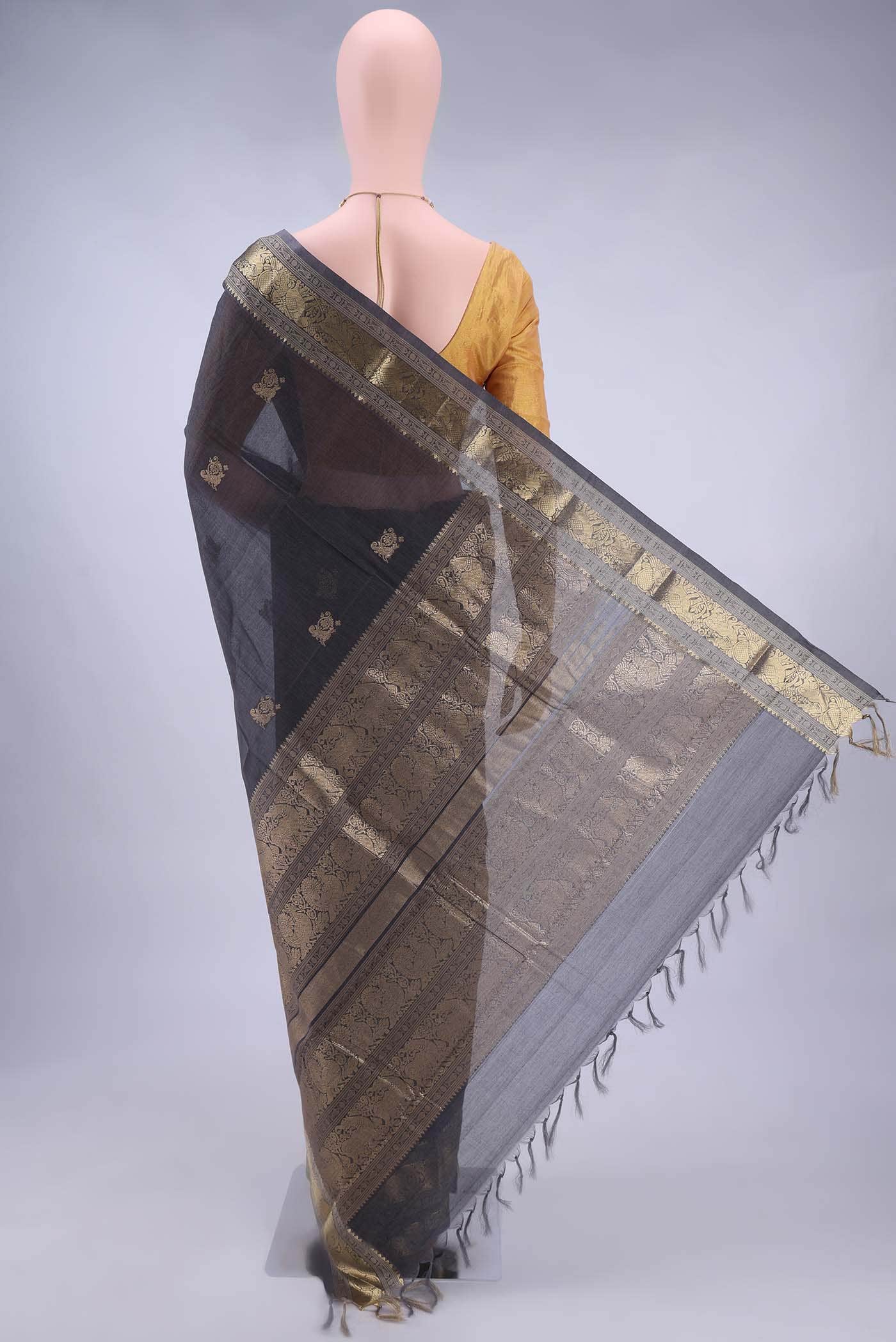 Davys Grey Kanchi Cotton Saree