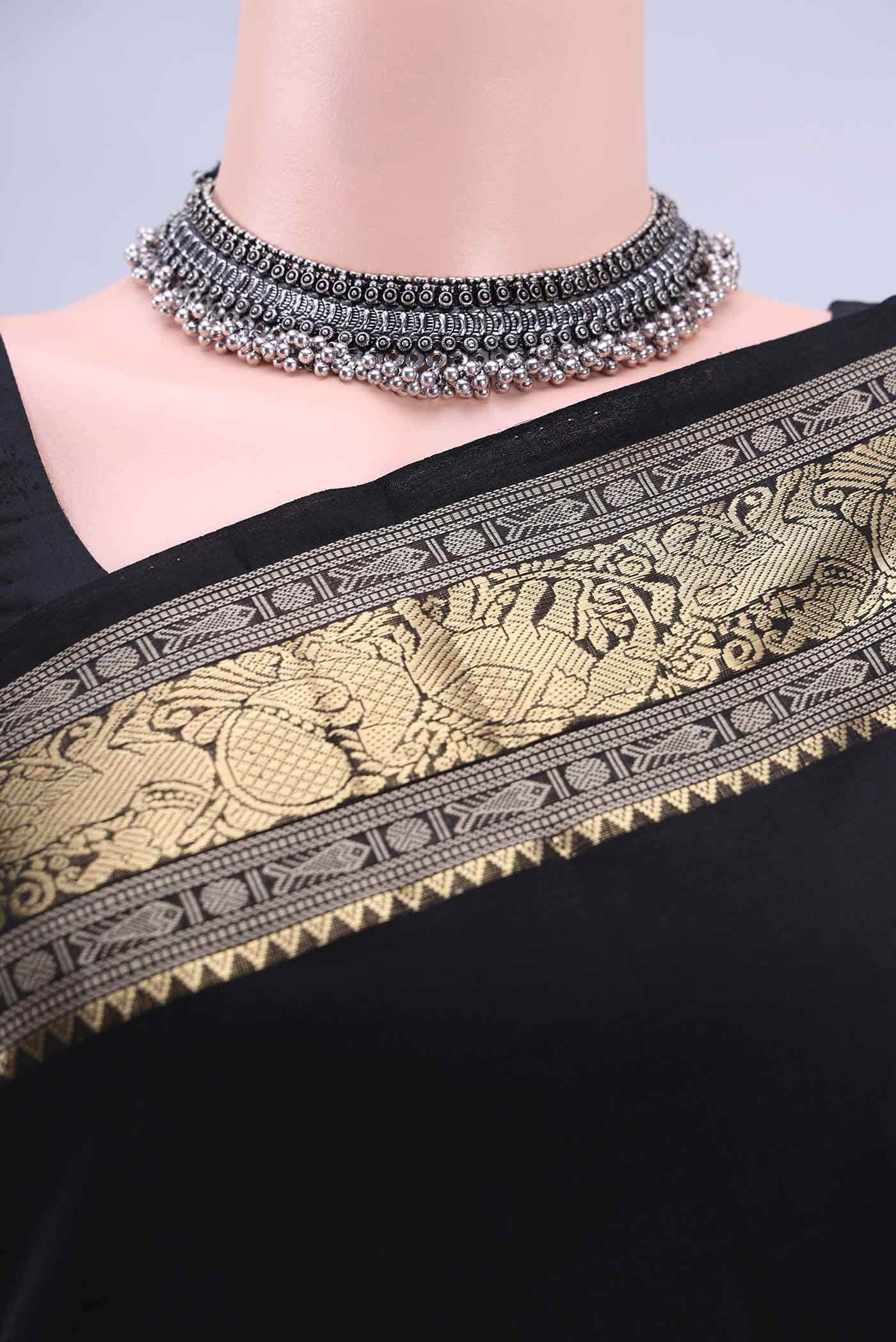 Black Kanchi Cotton Saree