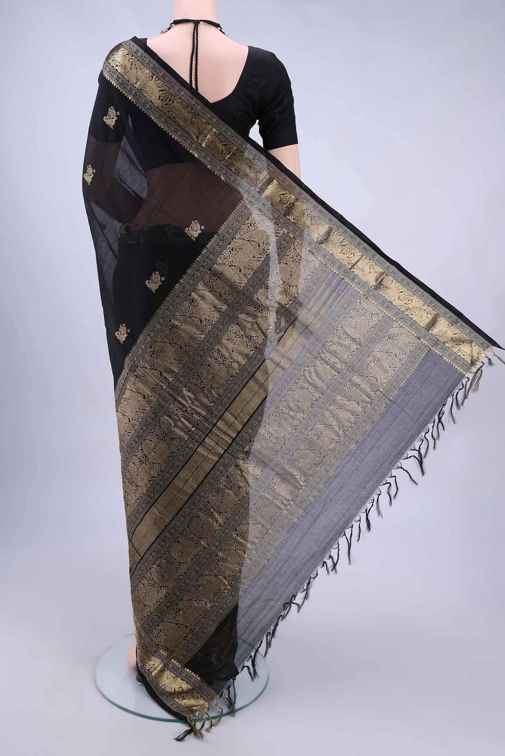 Black Kanchi Cotton Saree