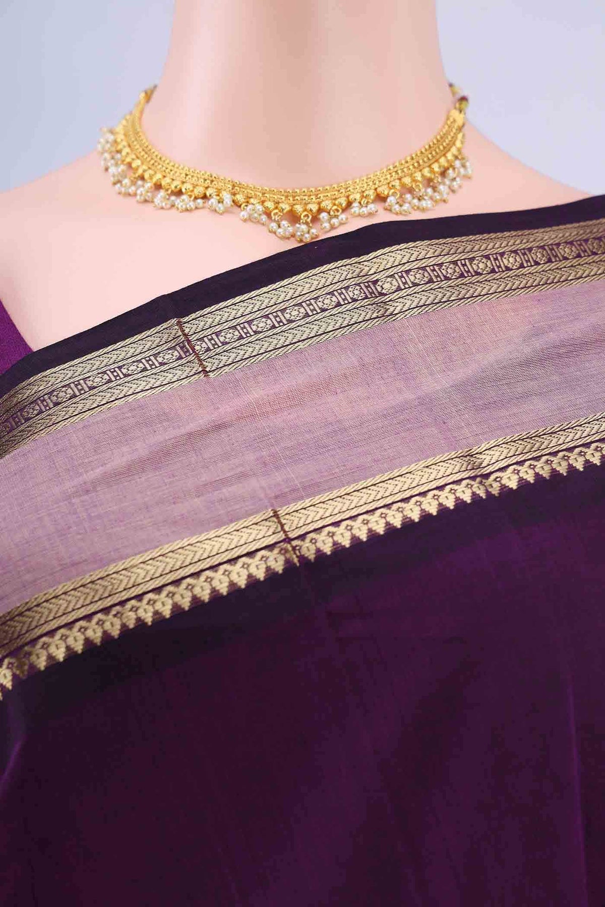 Burgundy Kanchi Cotton Saree