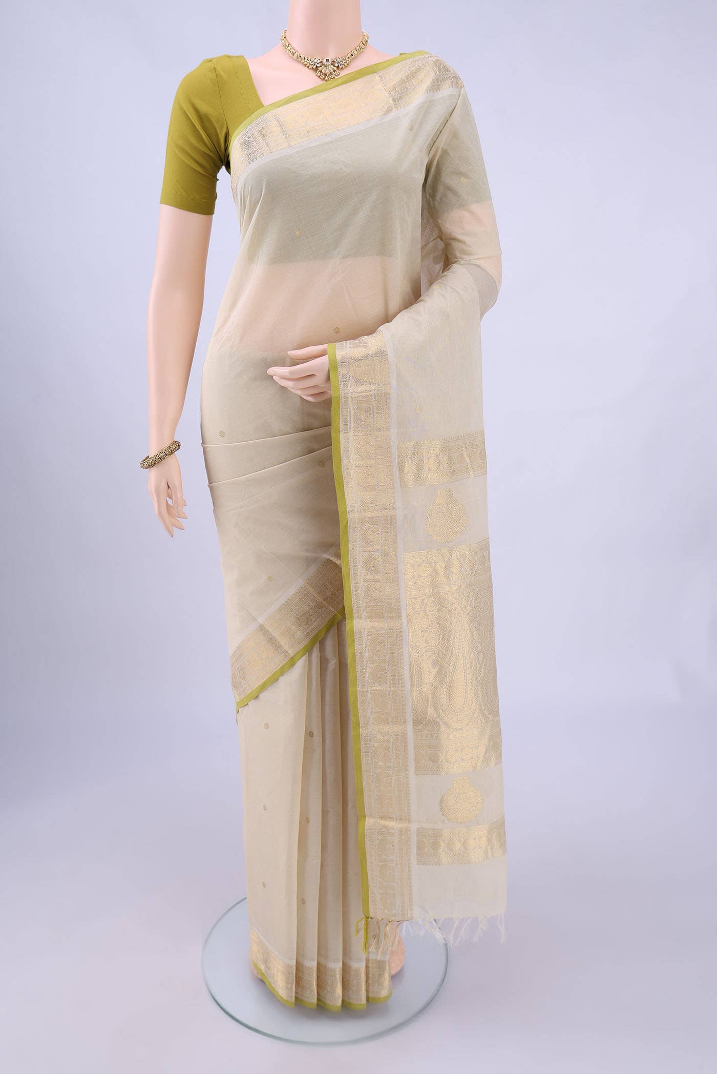 Off White Kanchi Cotton Saree