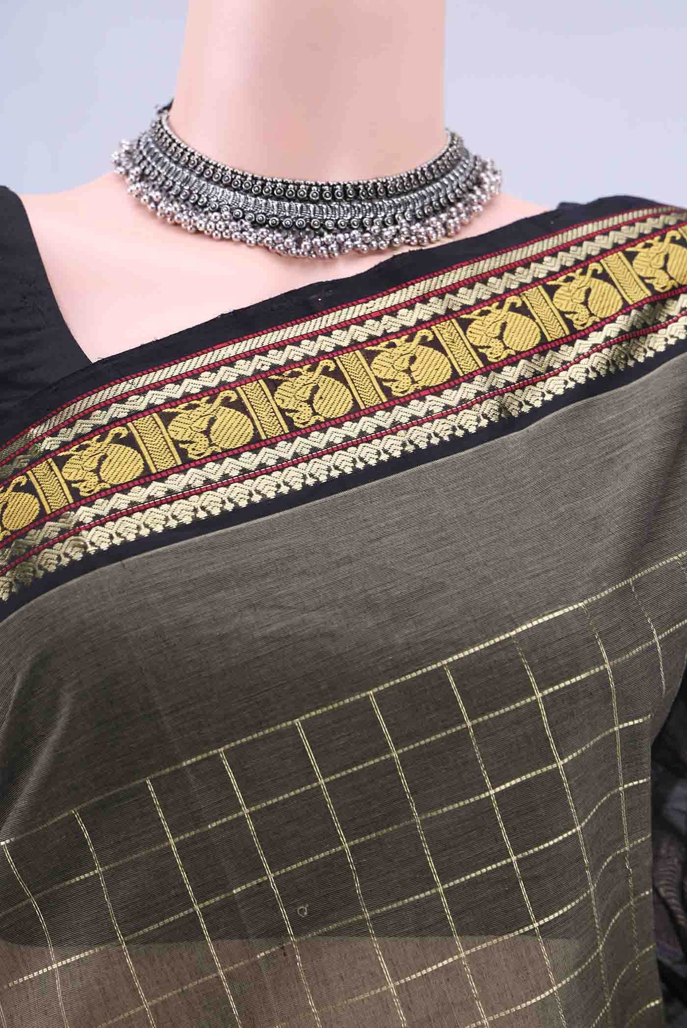 Davys Grey Kanchi Cotton Saree