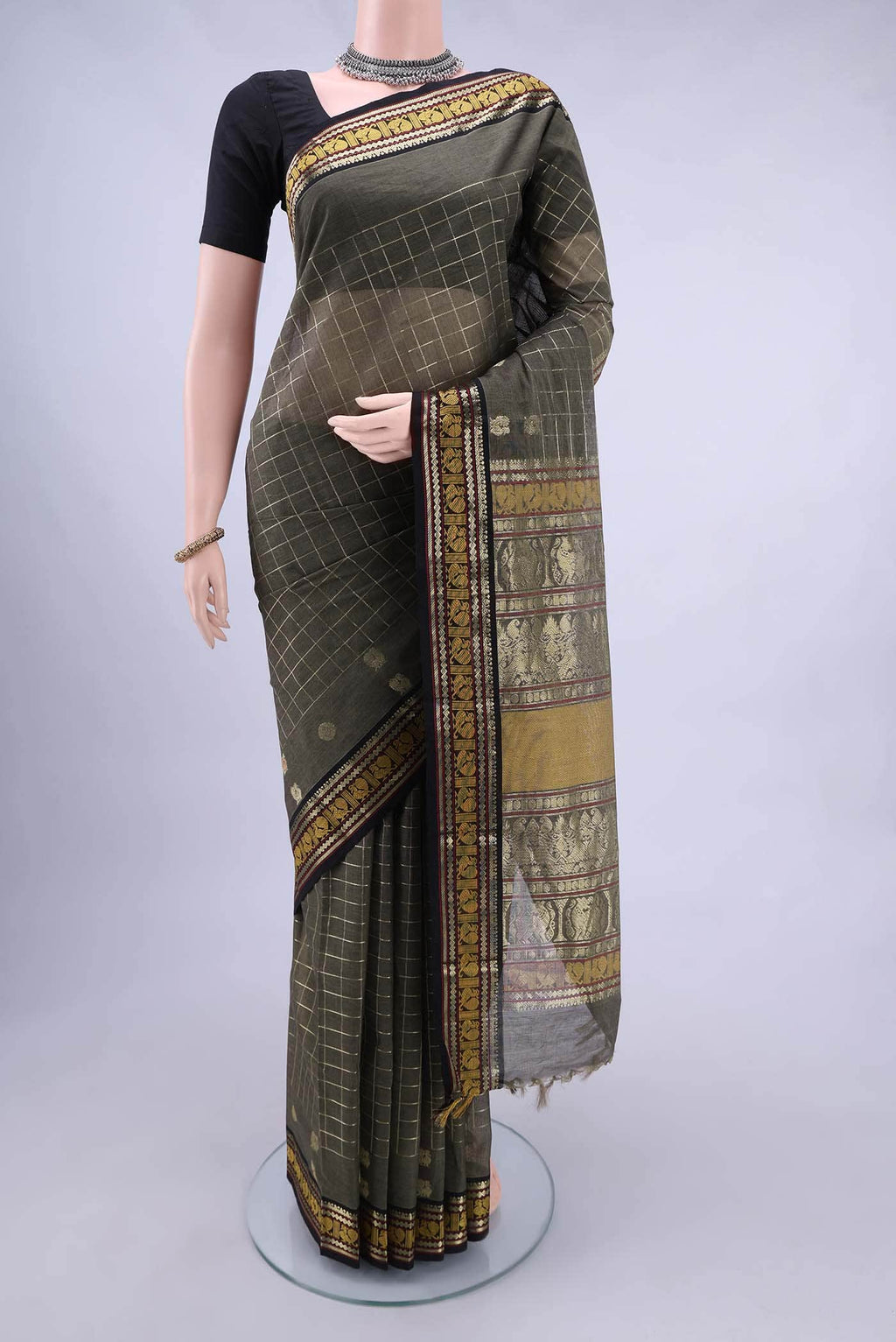 Davys Grey Kanchi Cotton Saree