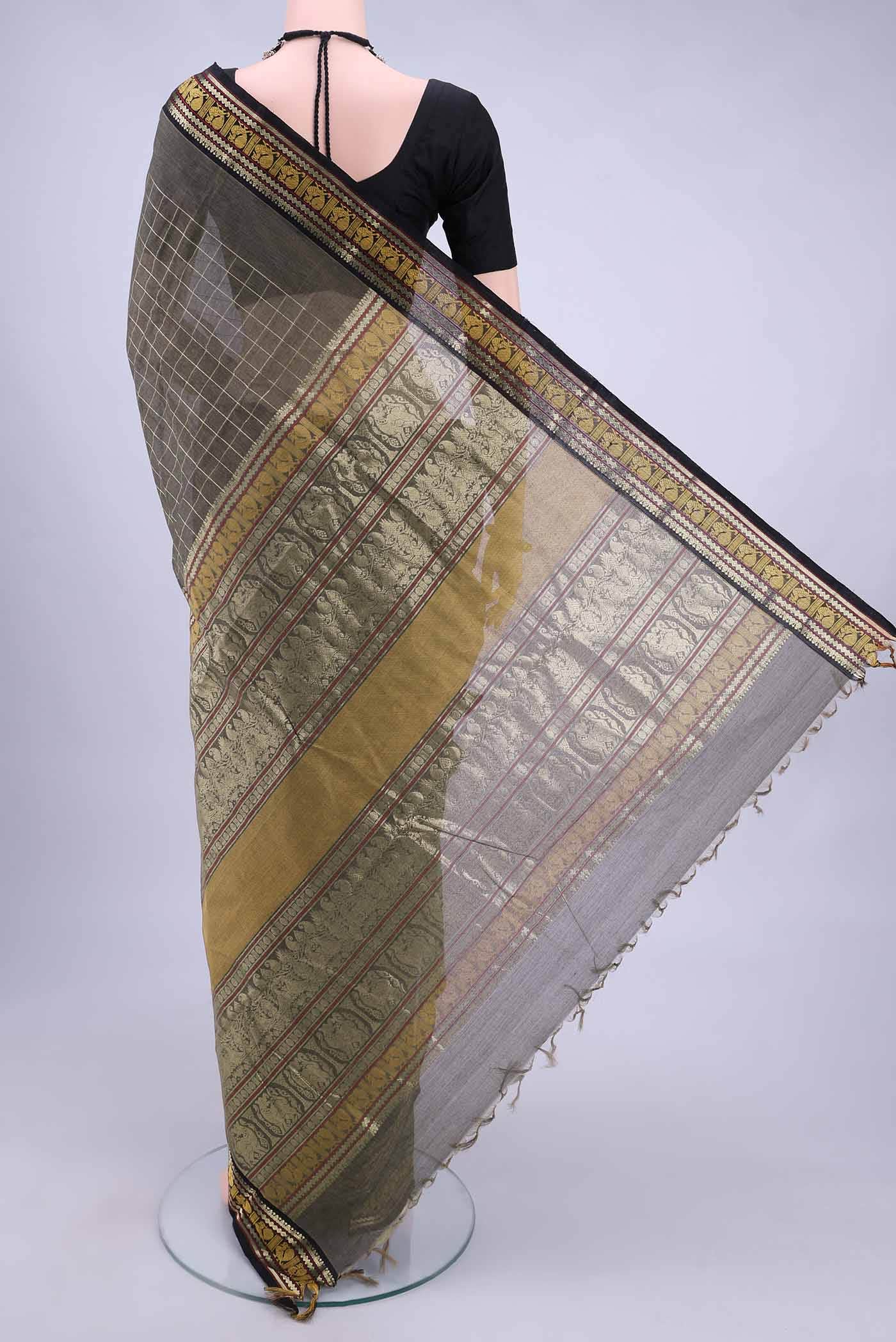 Davys Grey Kanchi Cotton Saree