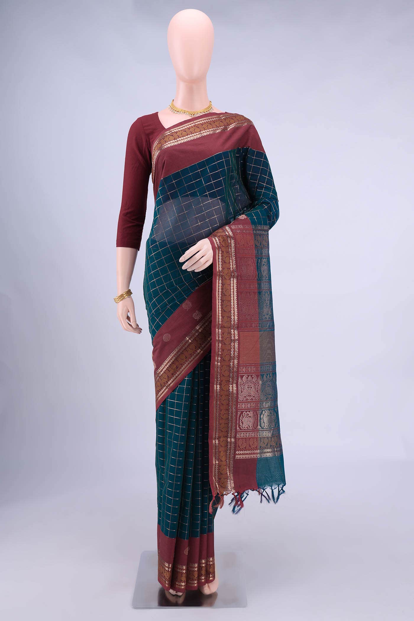 Navy Blue Kanchi Cotton Saree