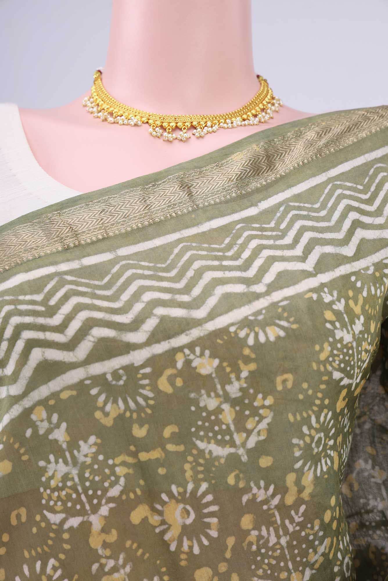 Sage Green Maheshwari Silk Cotton Saree