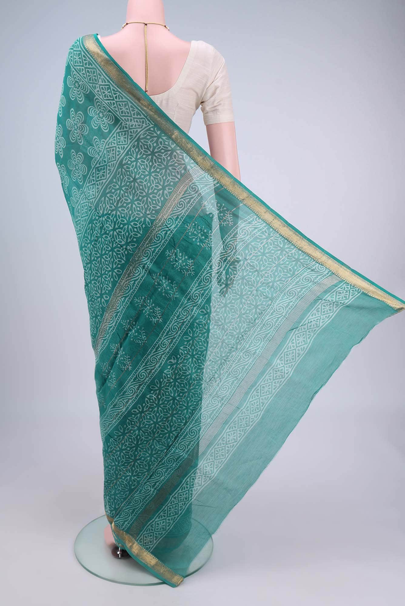Blue Maheshwari Silk Cotton Saree