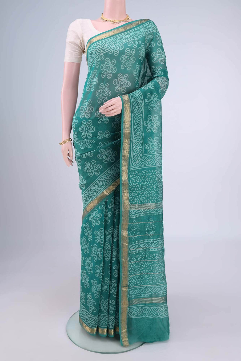 Blue Maheshwari Silk Cotton Saree