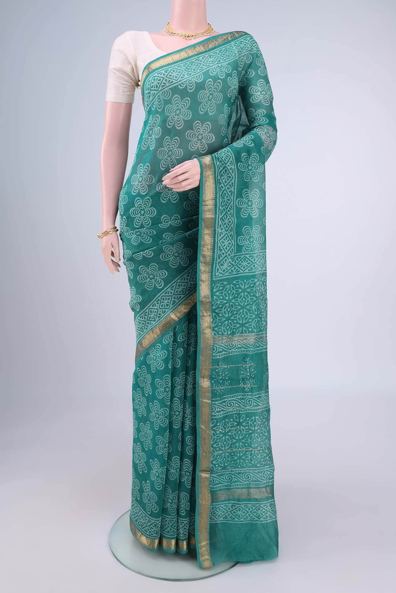 Blue Maheshwari Silk Cotton Saree