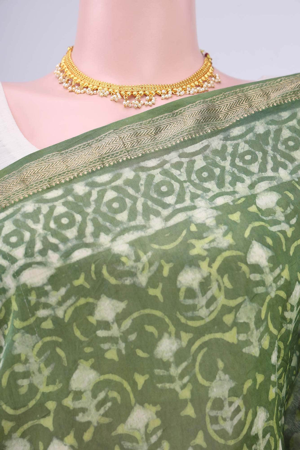 Sage Green Maheshwari Silk Cotton Saree