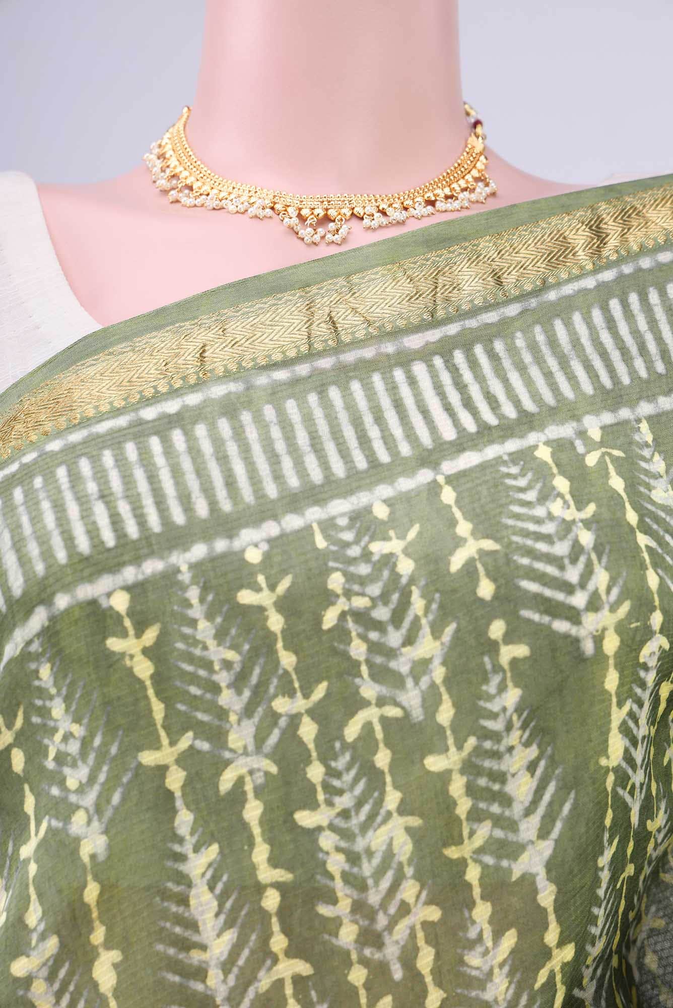 Green Maheshwari Silk Cotton Saree