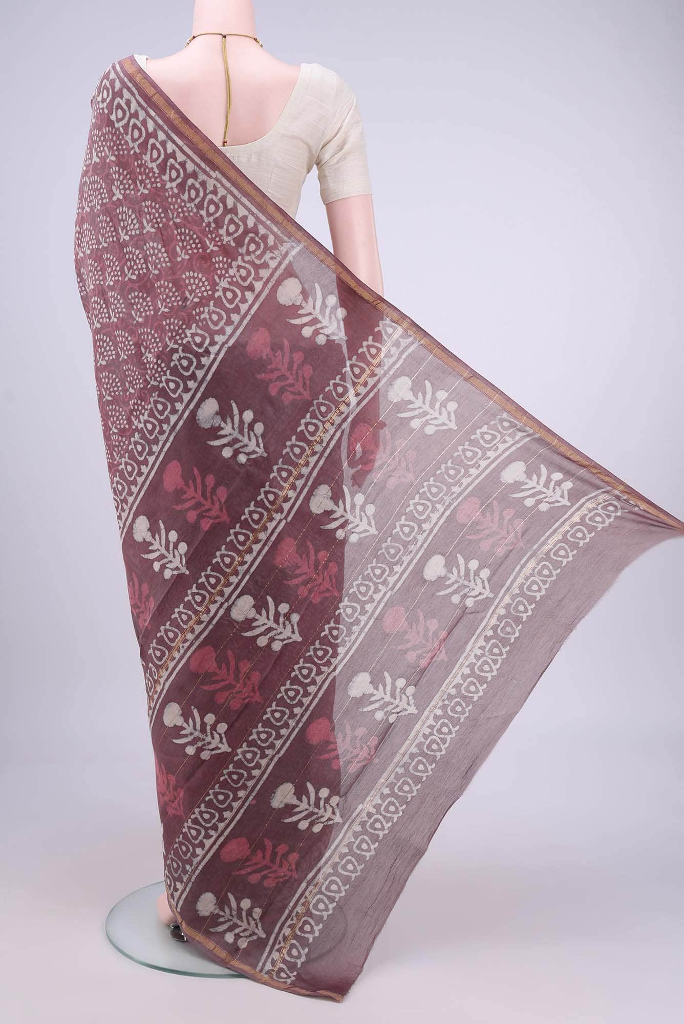 Pink Maheshwari Silk Cotton Saree