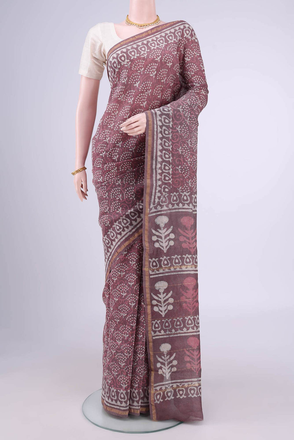 Pink Maheshwari Silk Cotton Saree