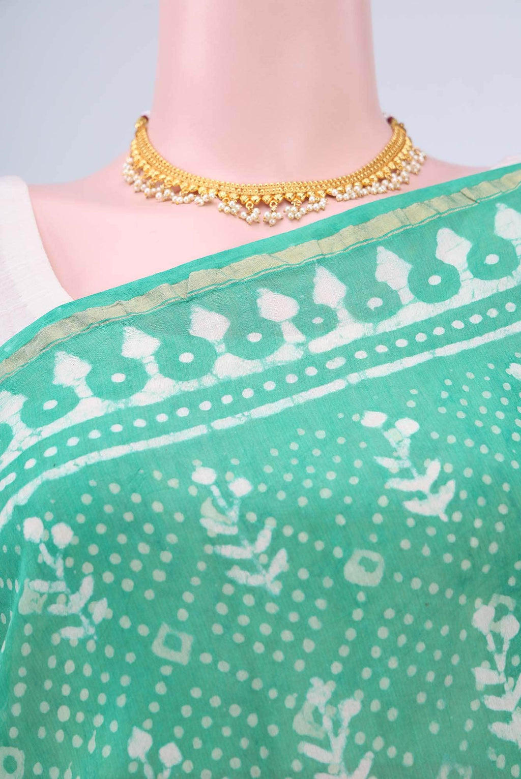 Sea Green Maheshwari Silk Cotton Saree