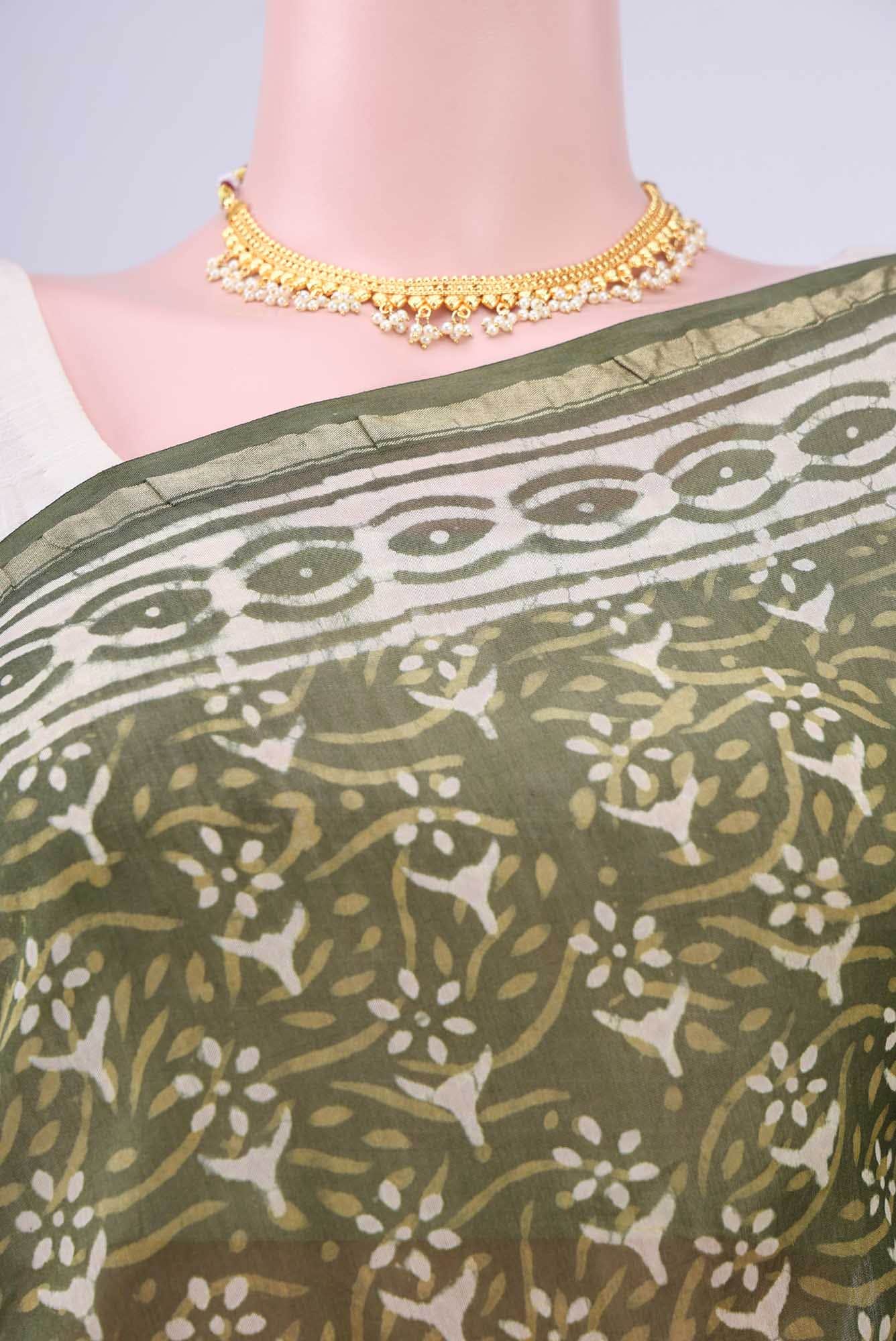 Mehandi Green Maheshwari Silk Cotton Saree