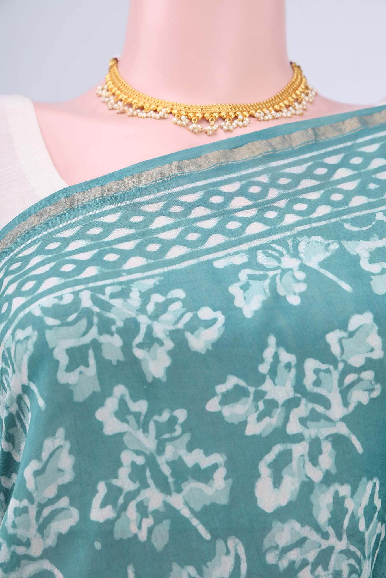 Maya Blue Maheshwari Silk Cotton Saree