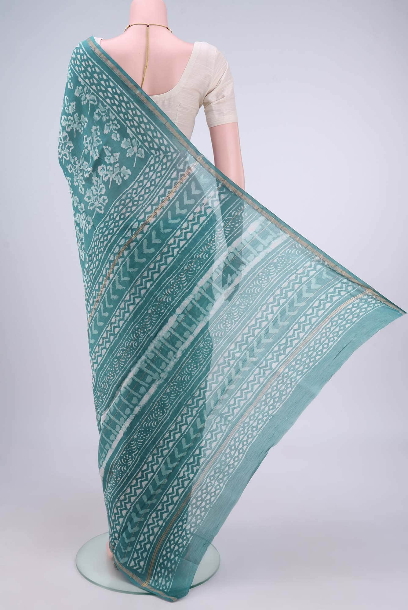 Maya Blue Maheshwari Silk Cotton Saree