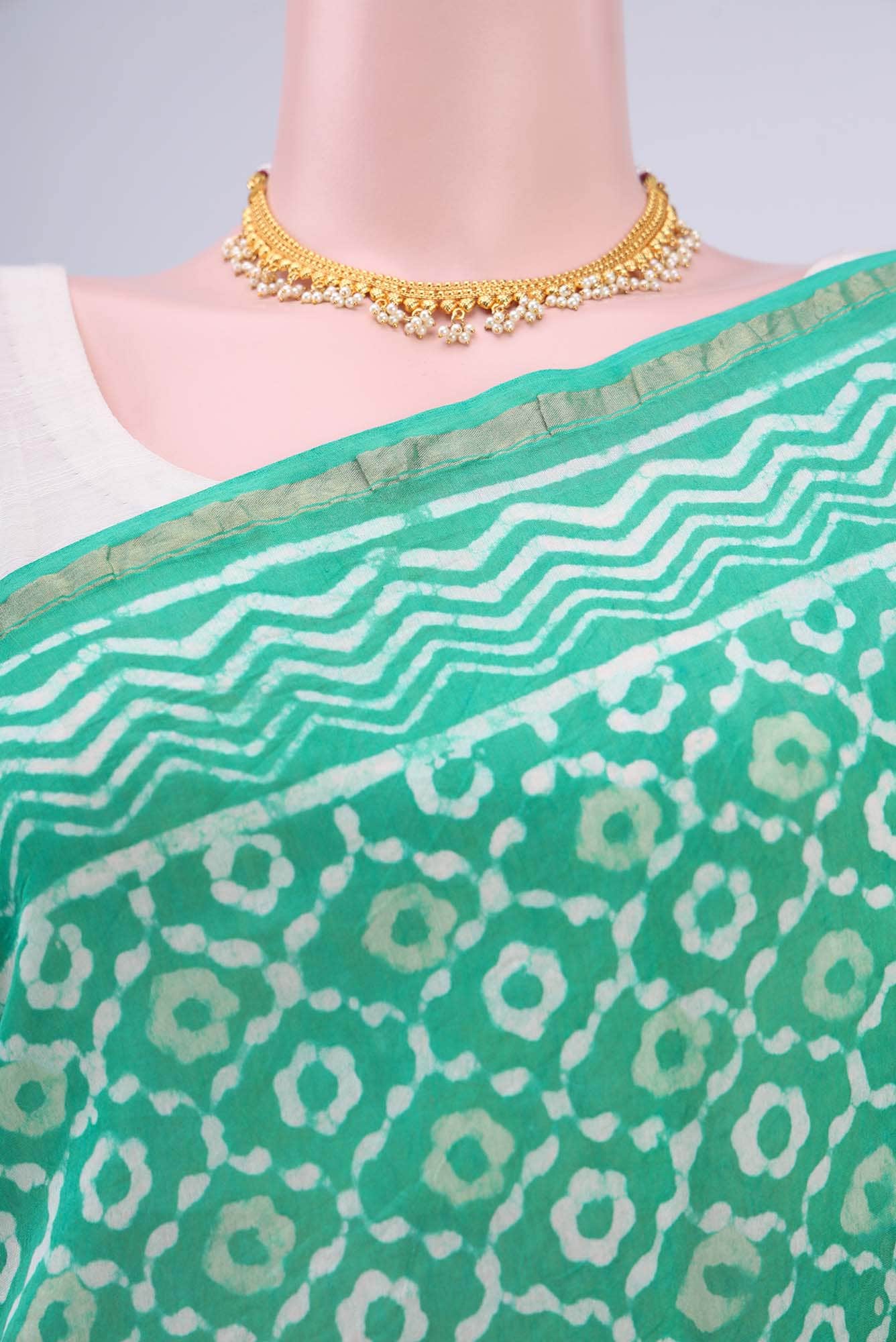 Sea Green Maheshwari Silk Cotton Saree