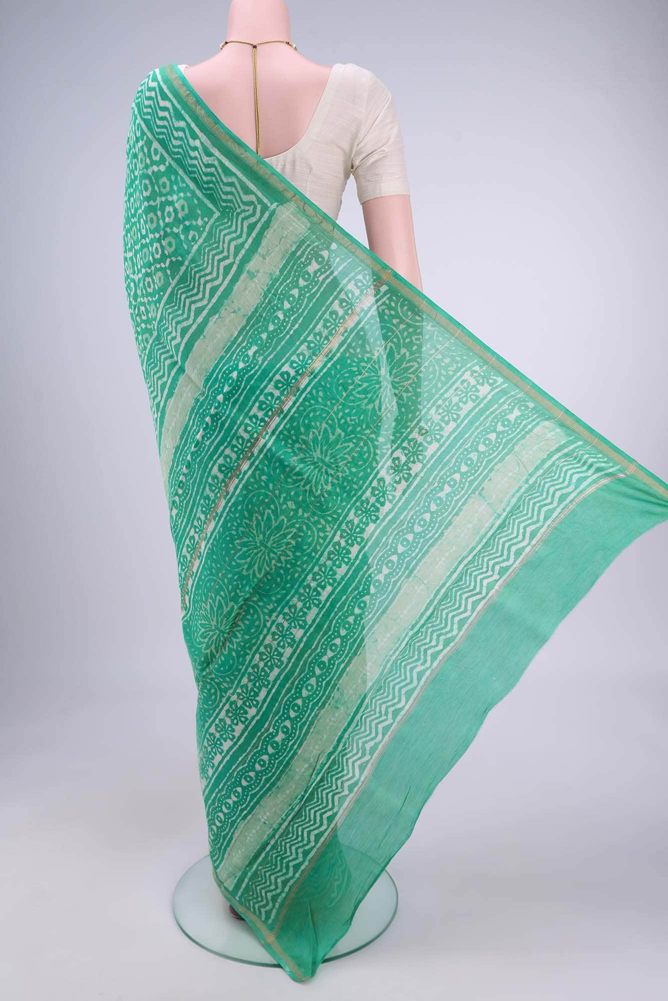 Sea Green Maheshwari Silk Cotton Saree