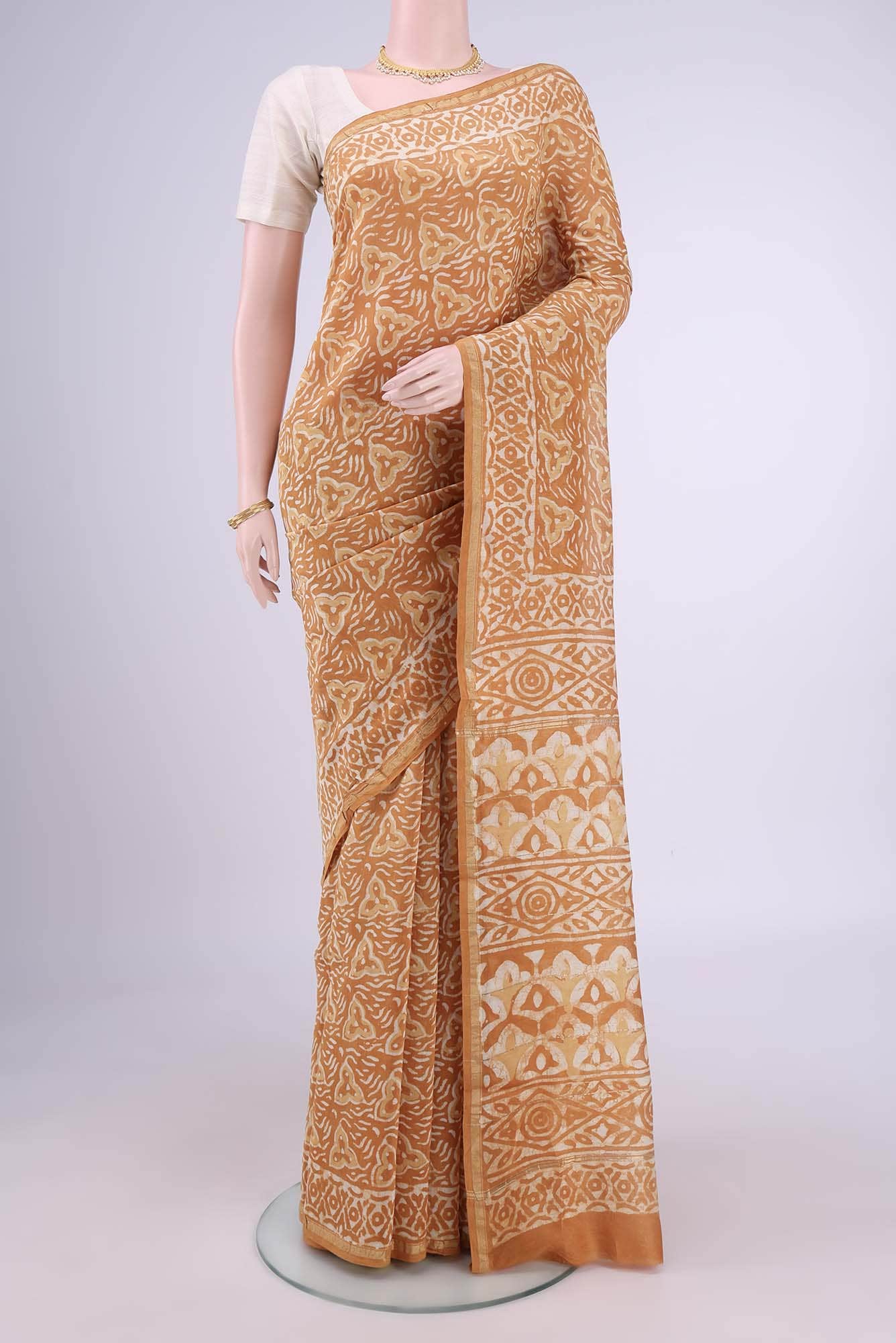 Mustard Maheshwari Silk Cotton Saree