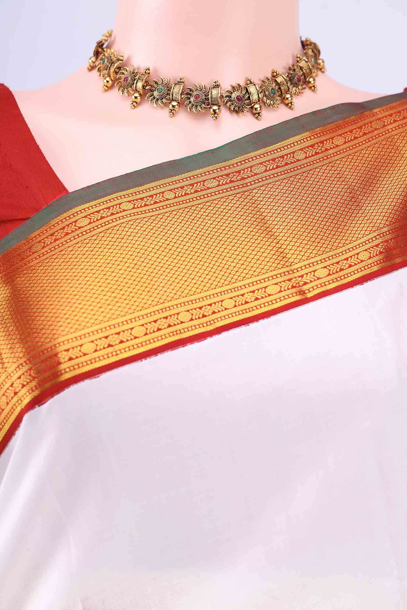 Pure Silk Pure Zari White Kanchipuram Saree