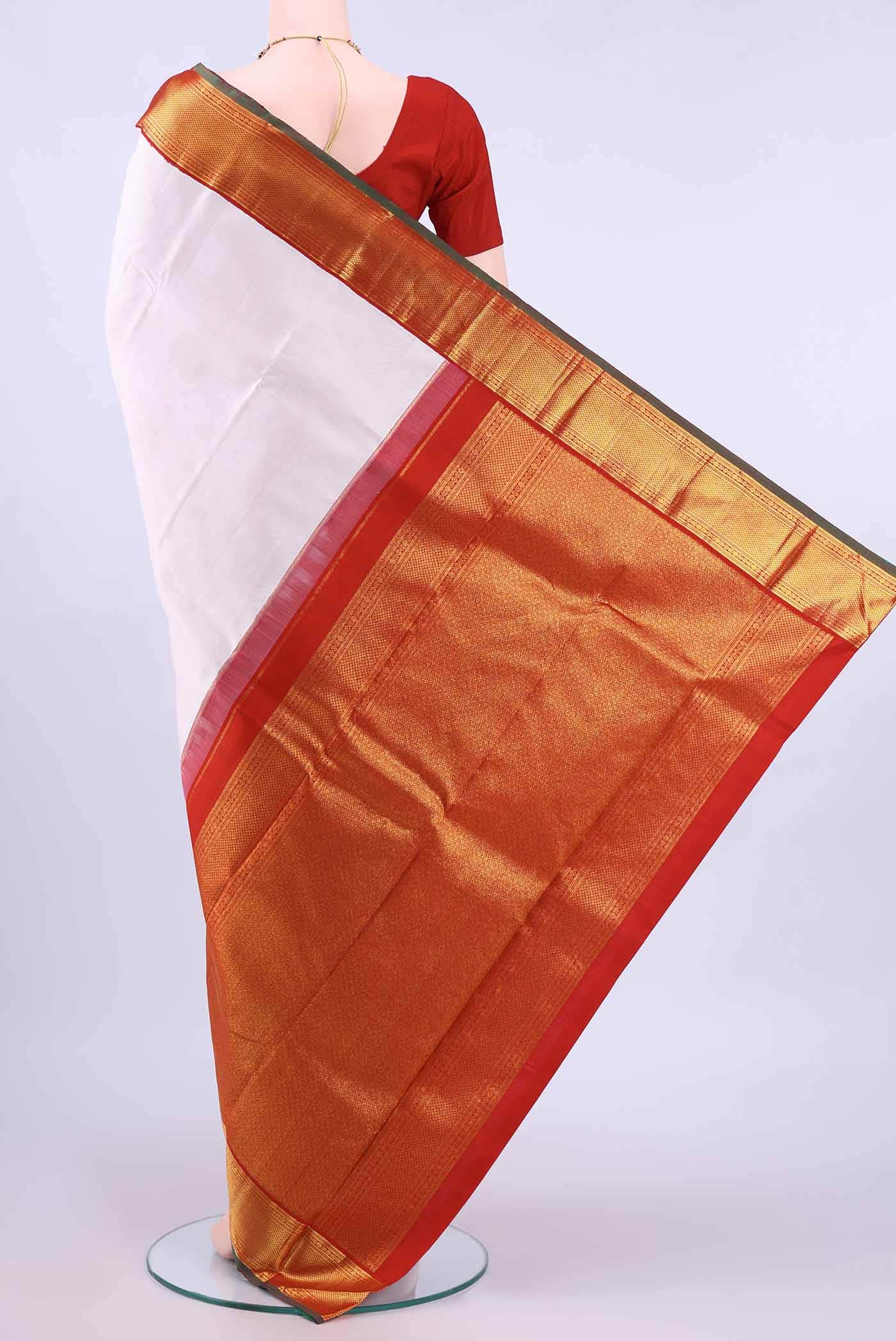 Pure Silk Pure Zari White Kanchipuram Saree