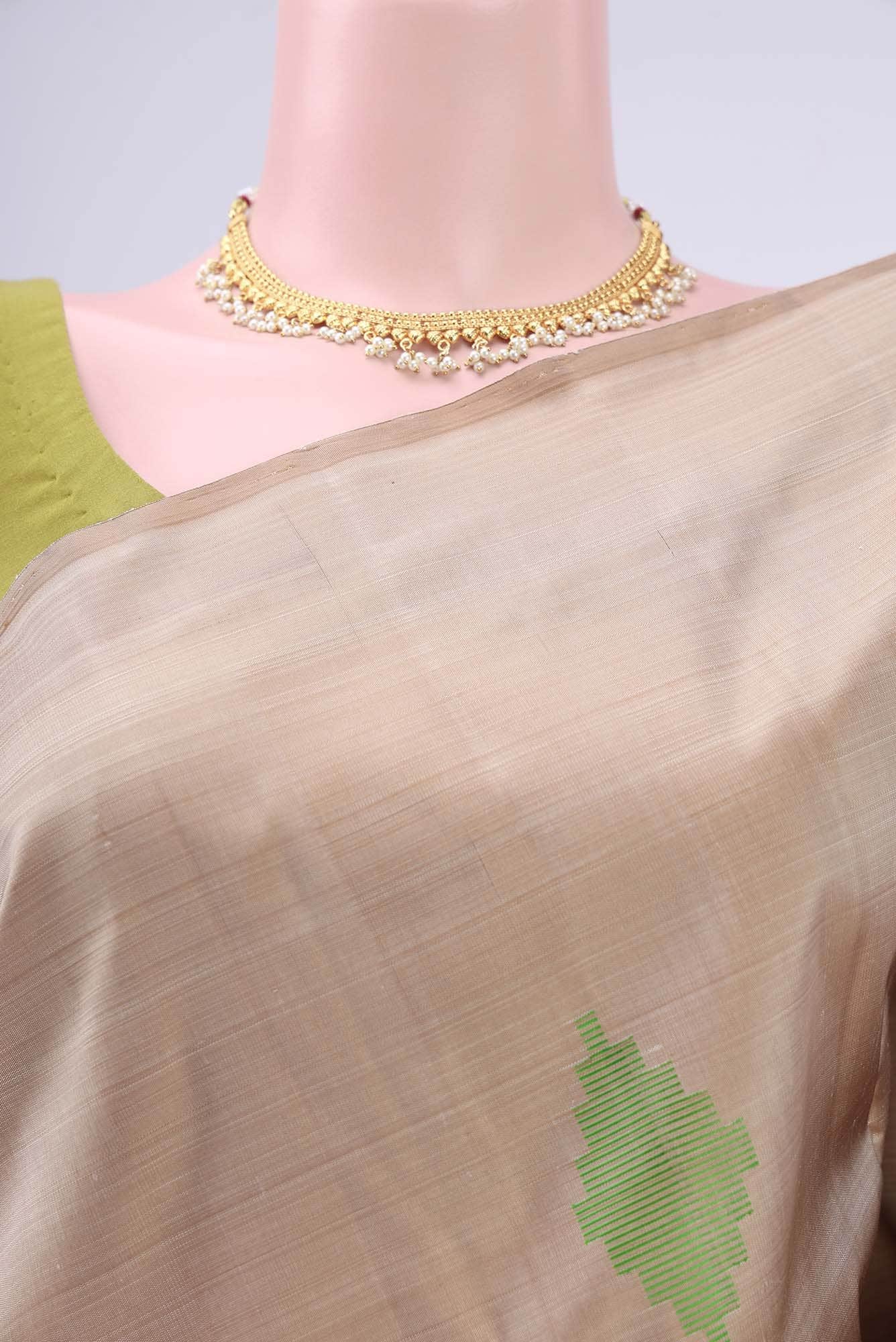 Beige Kanchipuram Silk Saree