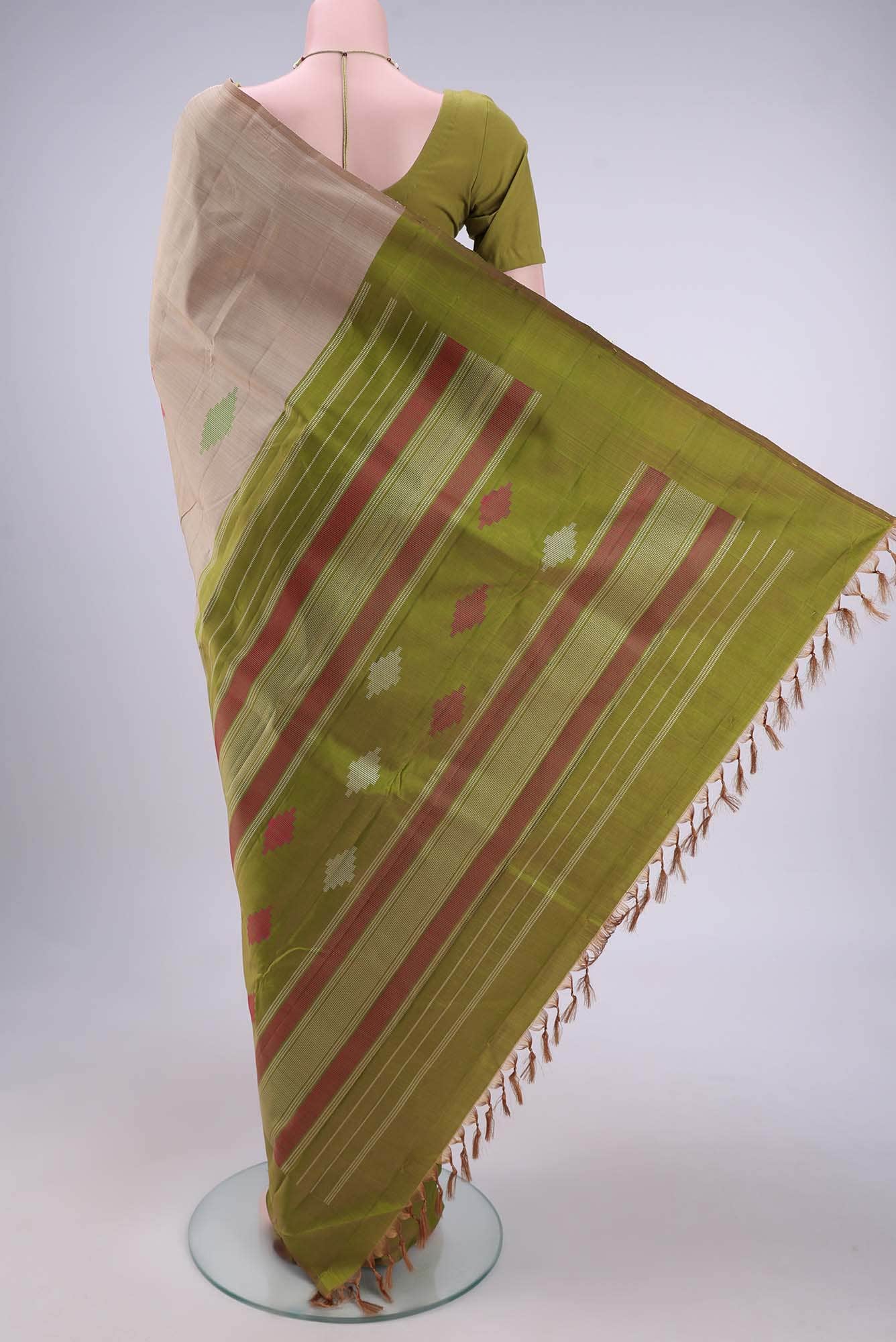 Beige Kanchipuram Silk Saree