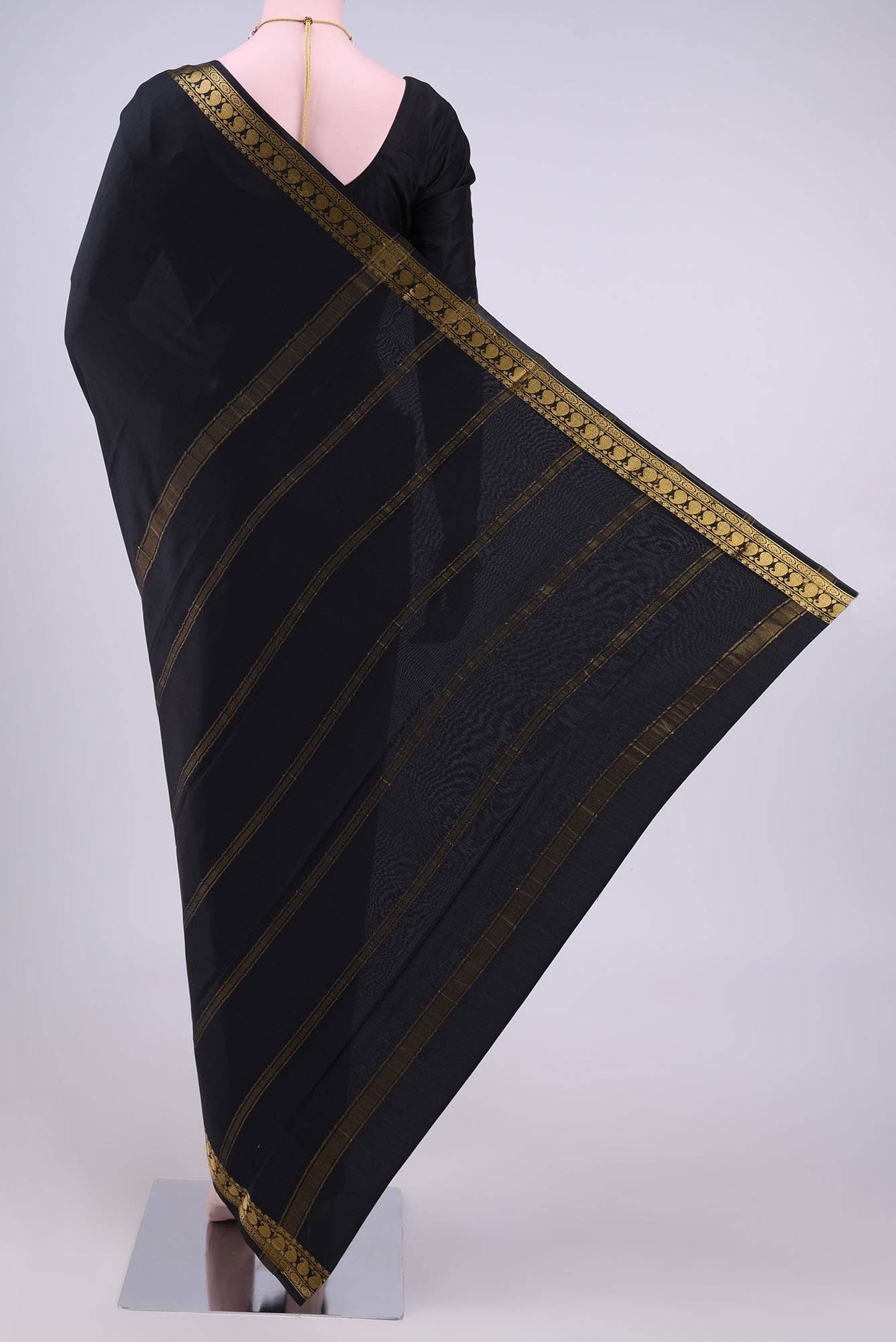 Black Mysore Crepe Saree
