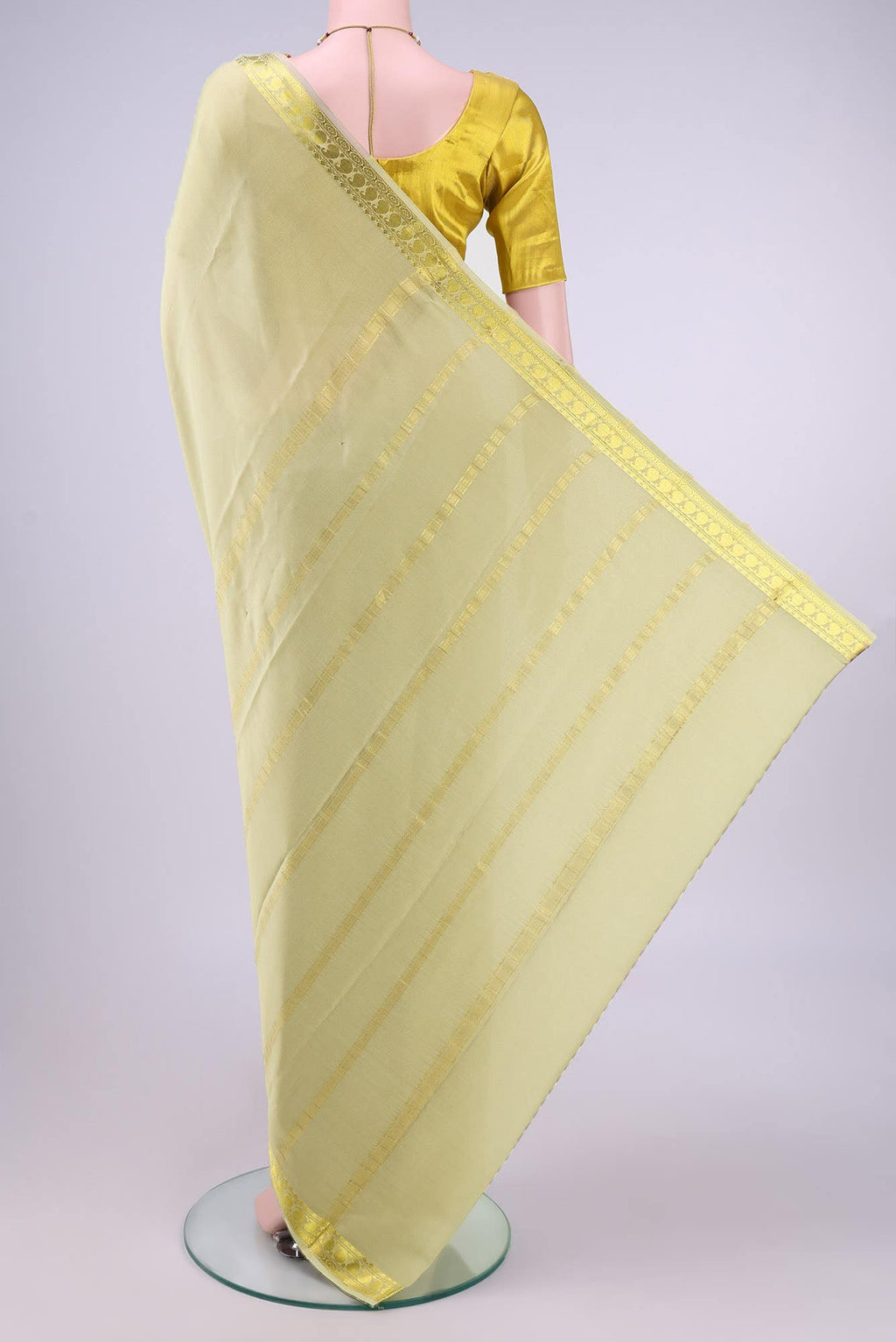 Beige Mysore Crepe Saree