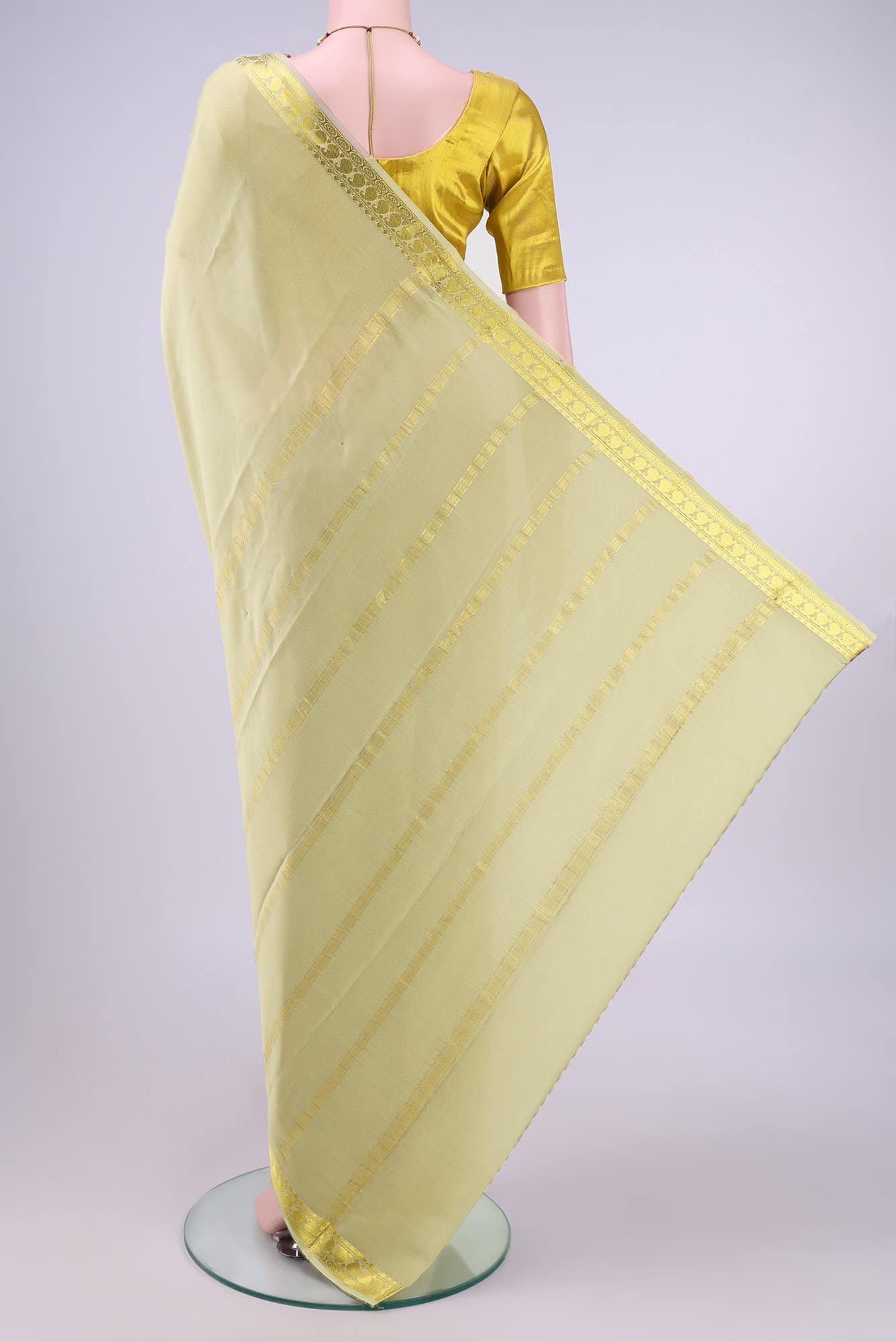 Beige Mysore Crepe Saree