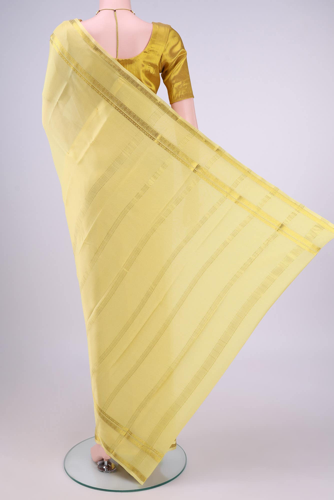 Cream Mysore Crepe Saree