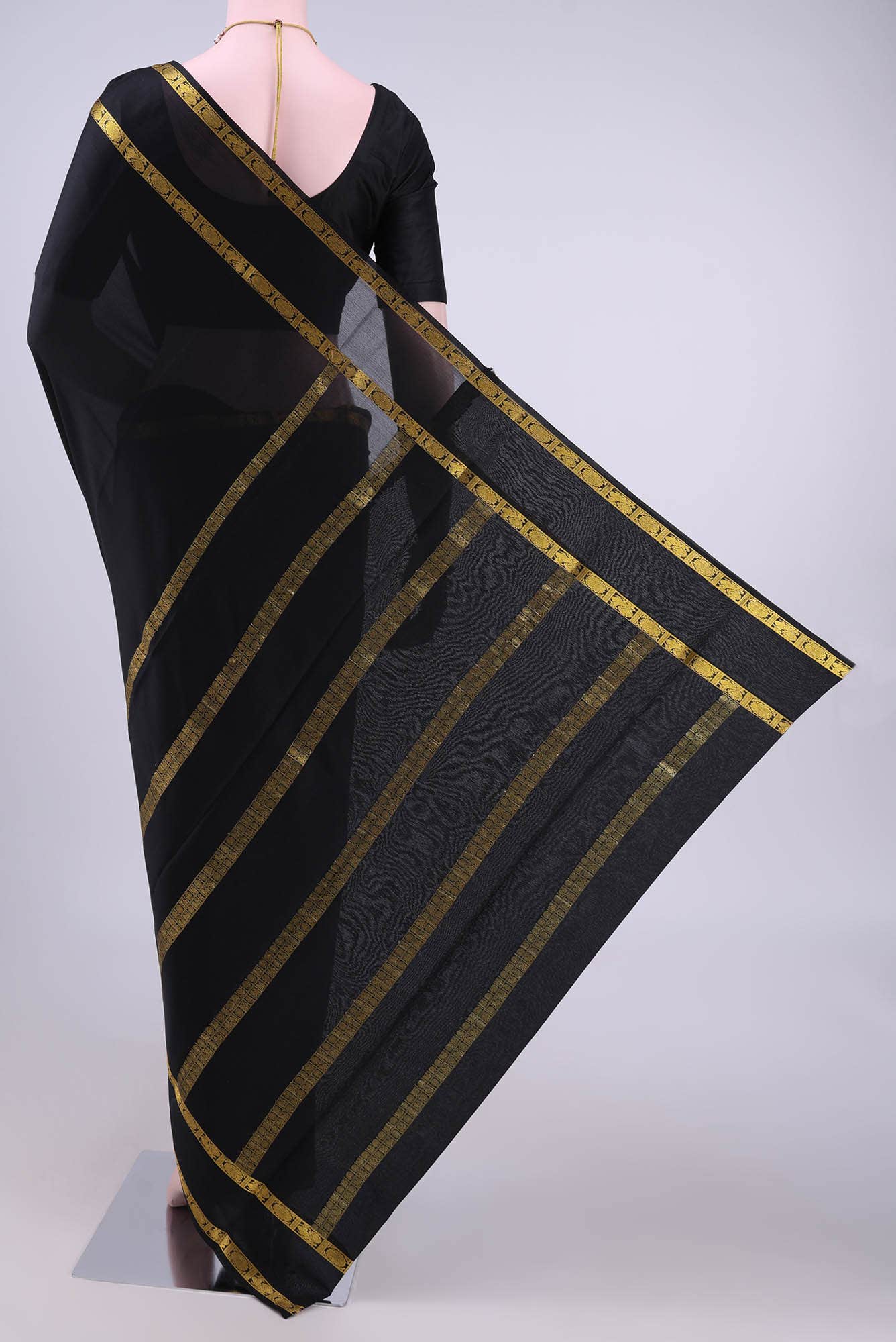Black Mysore Crepe Saree