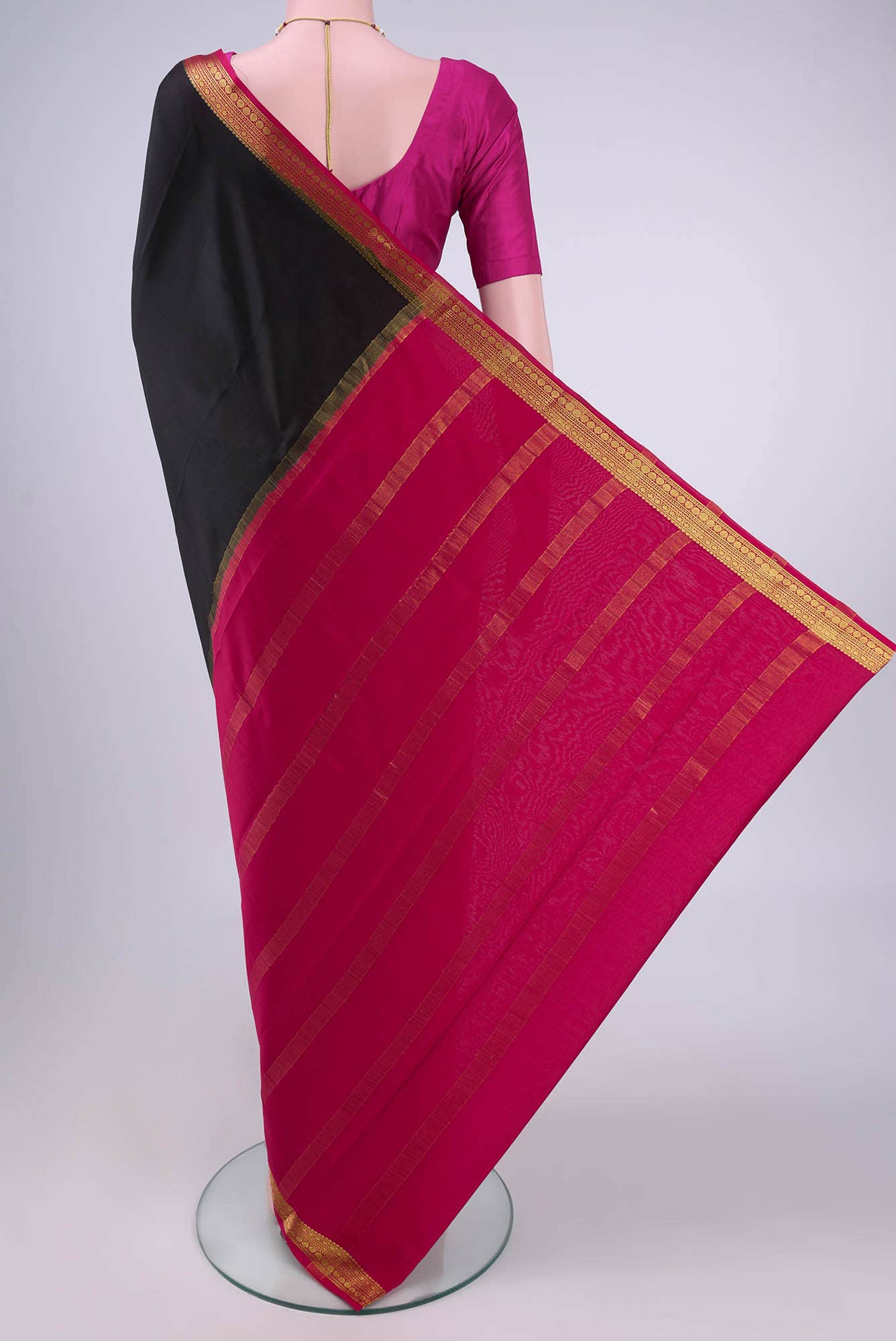Black Mysore Crepe Saree