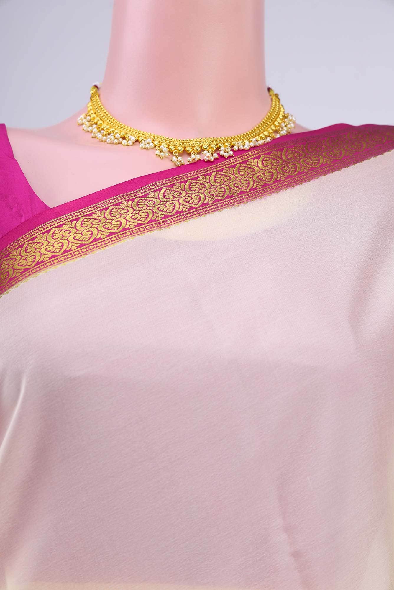 Cream Mysore Crepe Saree