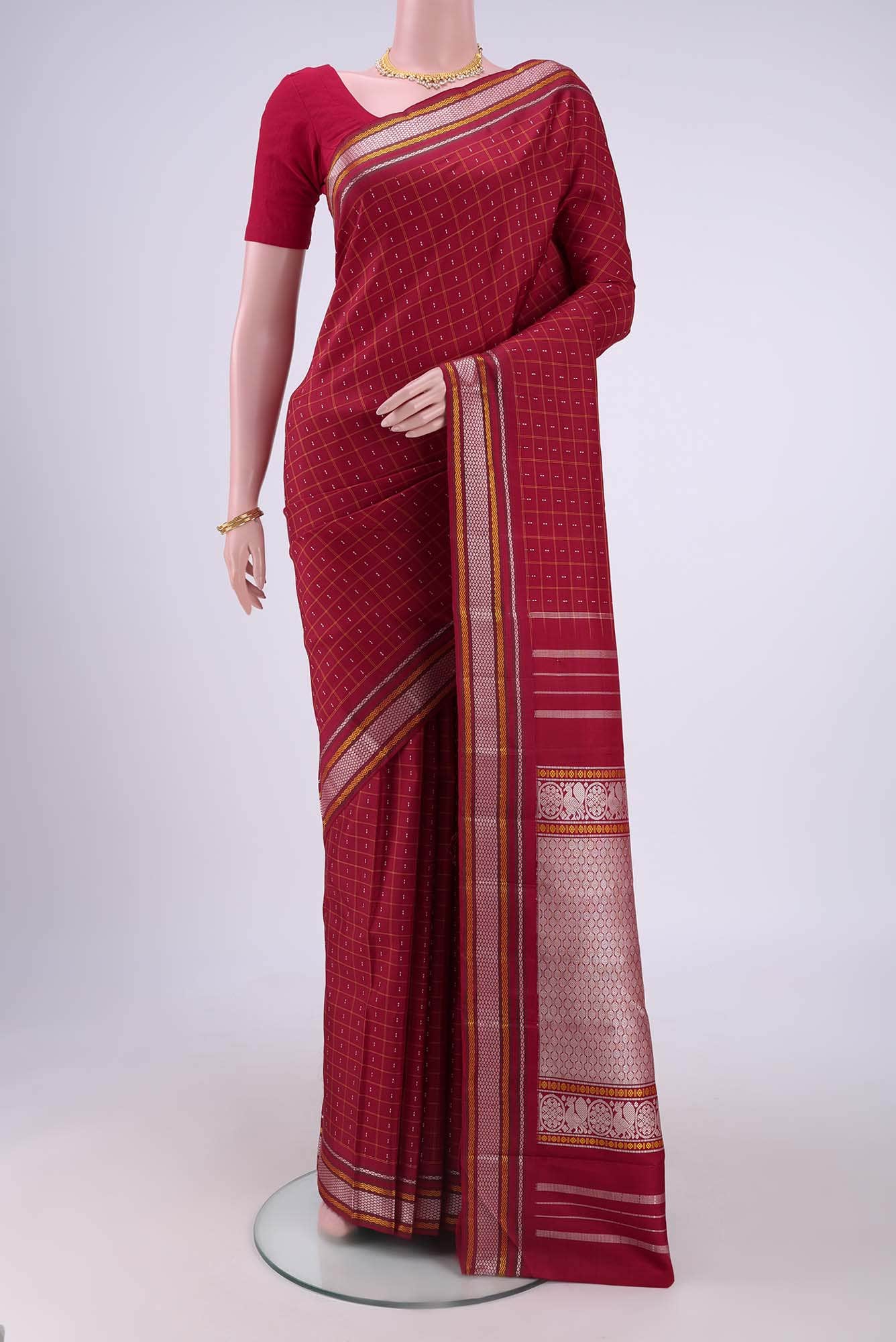 Maroon Kanchipuram Silk Saree