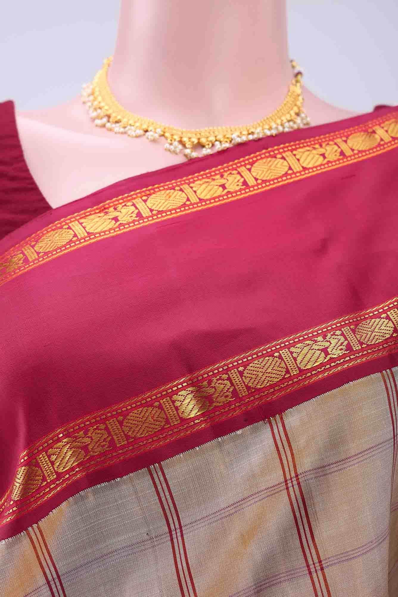 Beige Kanchipuram Silk Saree