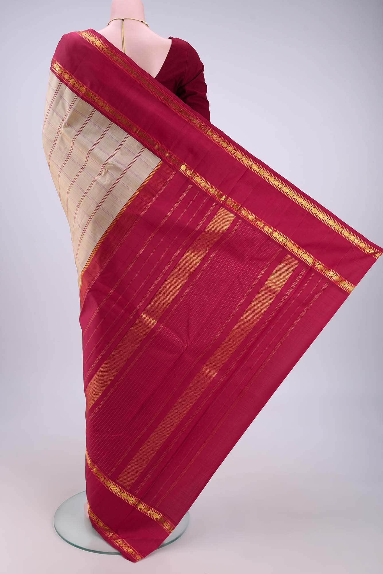 Beige Kanchipuram Silk Saree