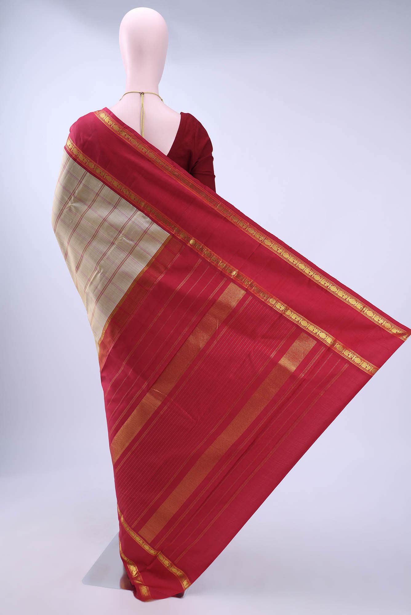 Beige Kanchipuram Silk Saree