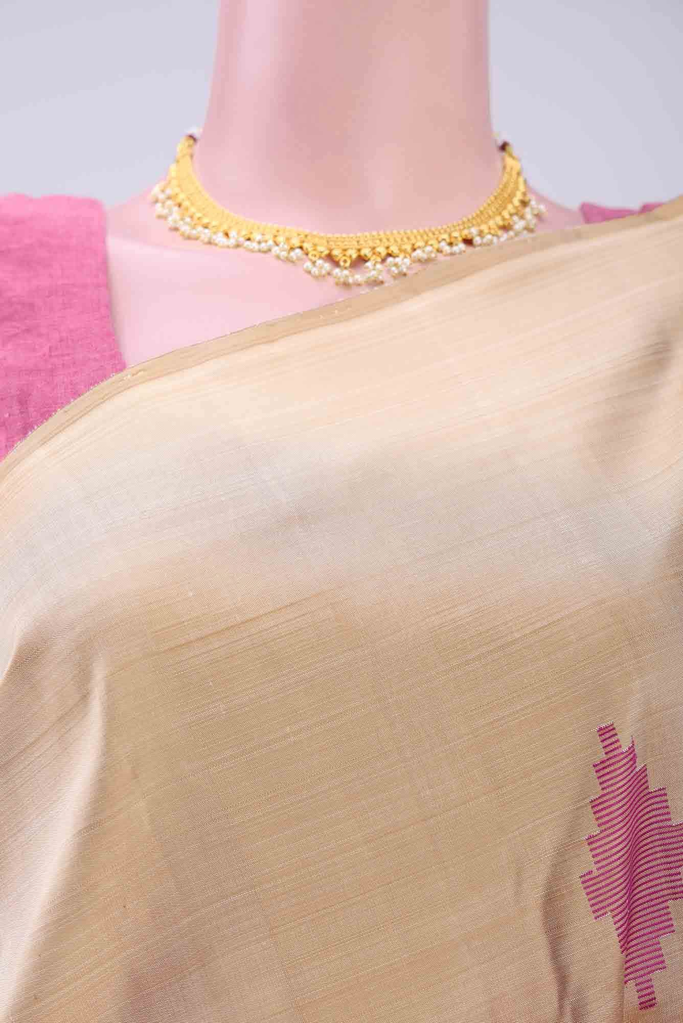 Beige Kanchipuram Silk Saree