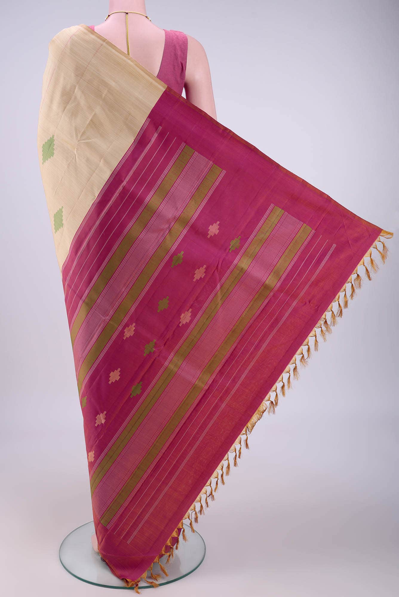 Beige Kanchipuram Silk Saree
