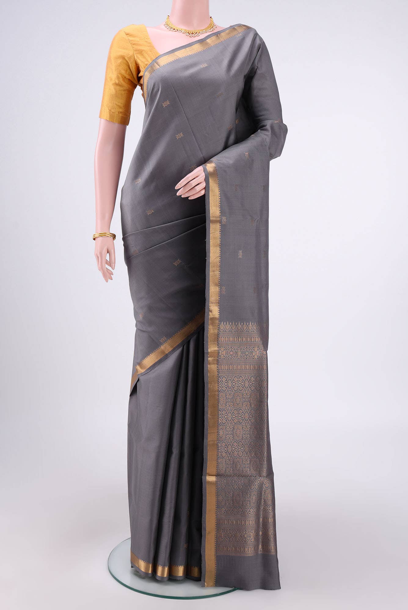 Grey Uppada Silk Saree