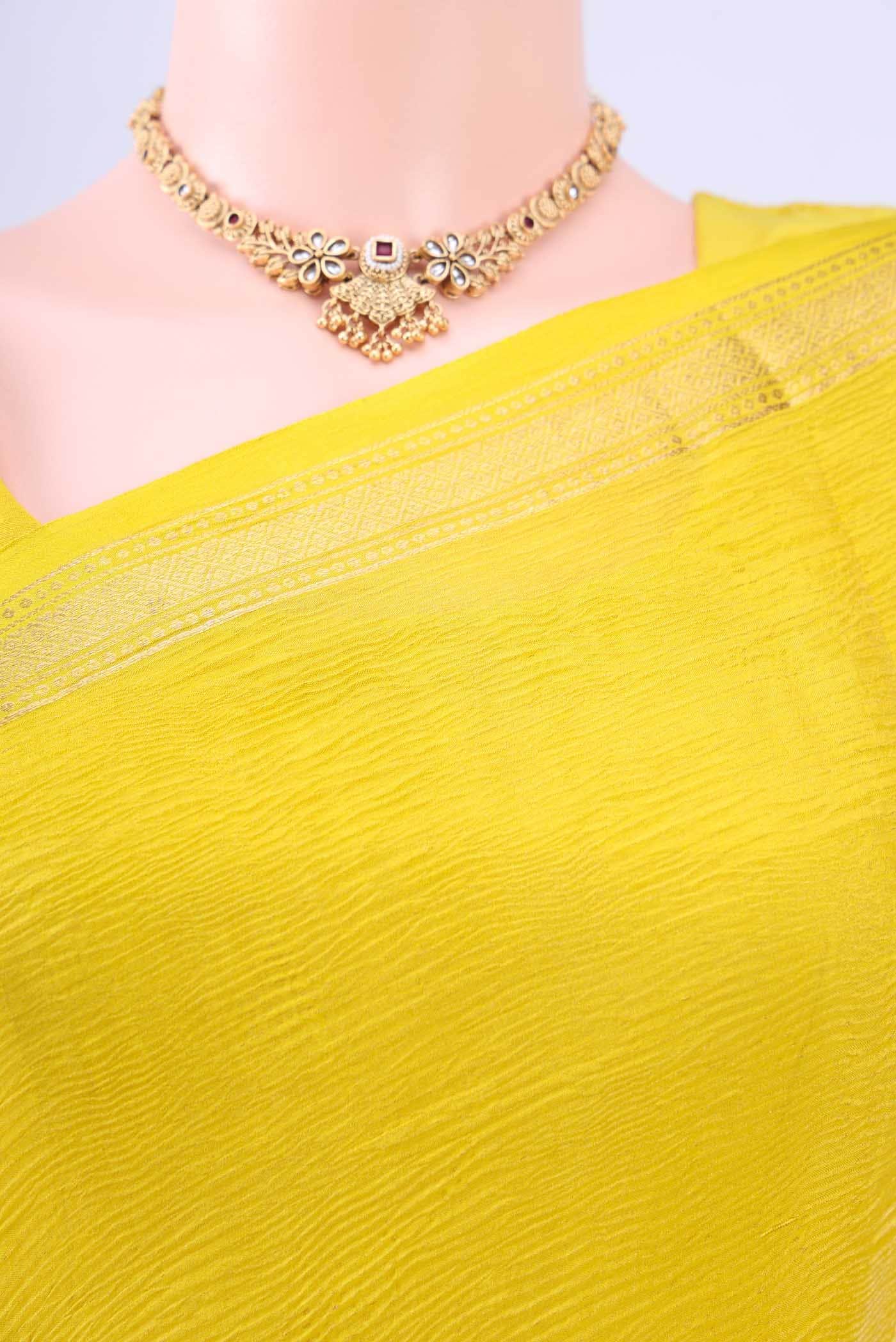 Lemon Yellow Mysore Georgette Saree