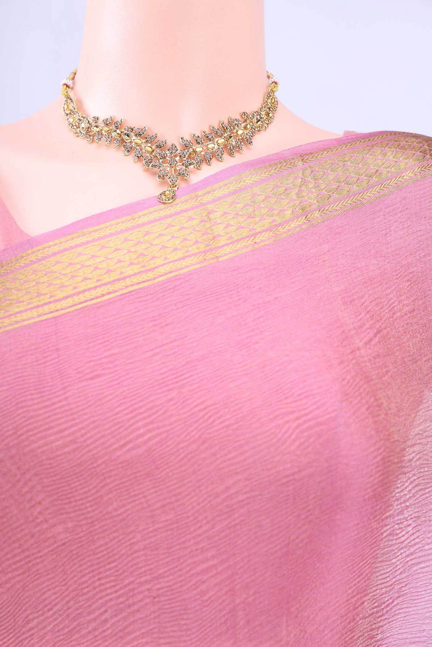 Pink Mysore Crepe Saree