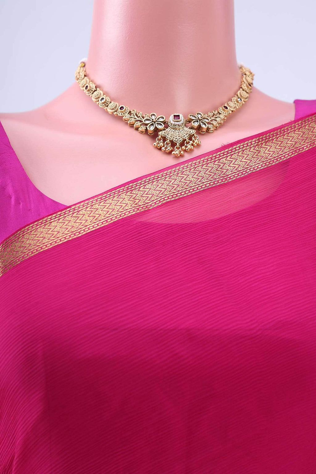 Rani Pink Mysore Chiffon Saree