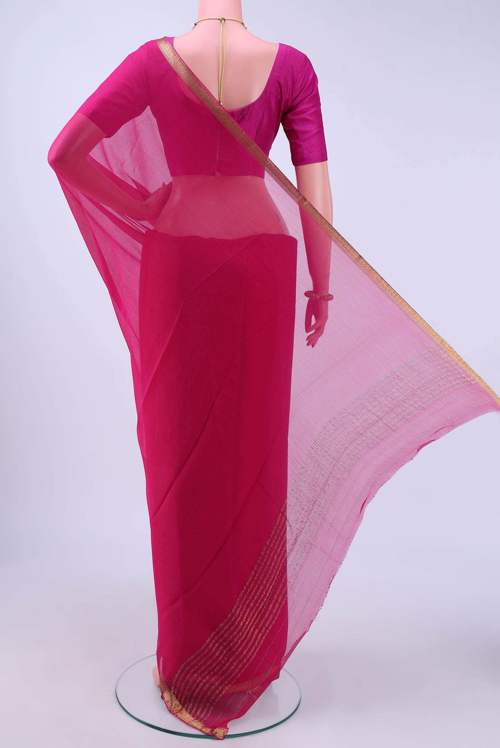 Rani Pink Mysore Chiffon Saree
